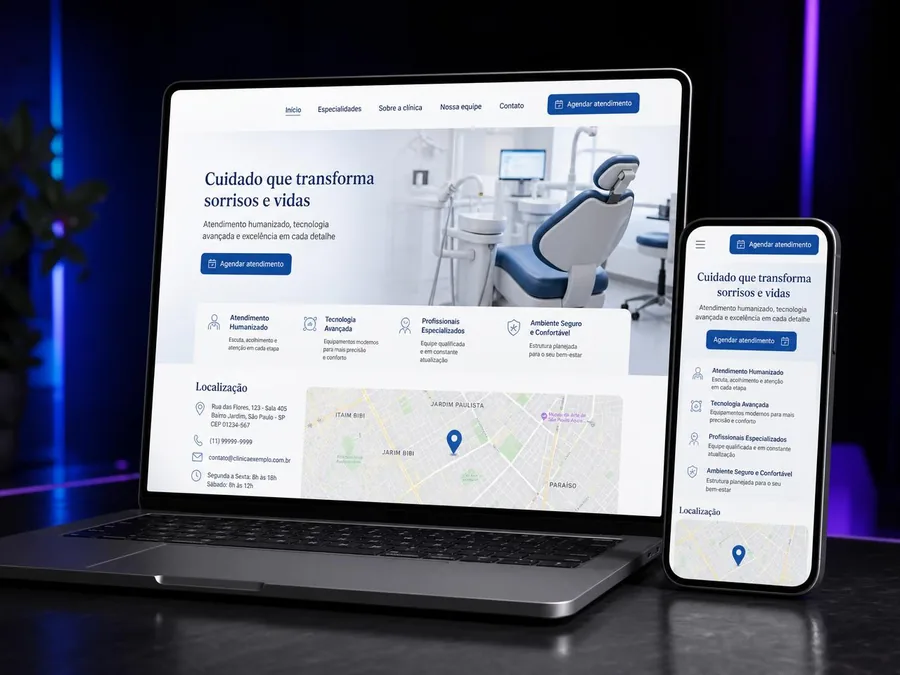 Mockup de site conceitual para Clínica