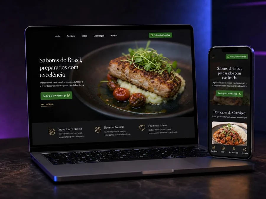 Mockup de site conceitual para Restaurante