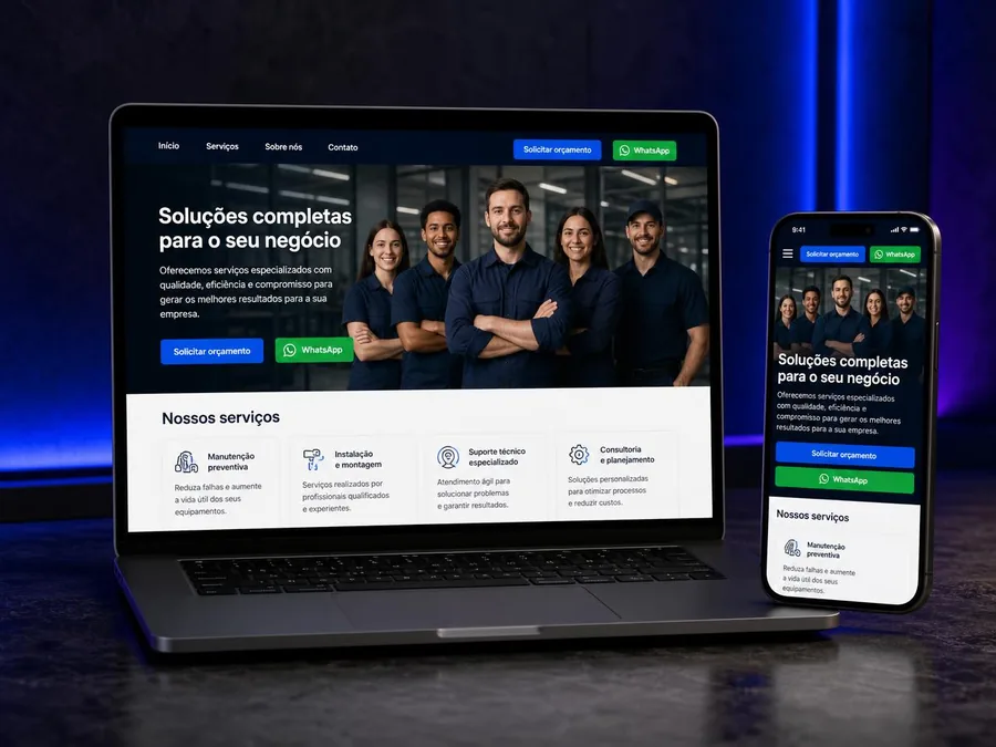 Mockup de site conceitual para Prestador de serviço